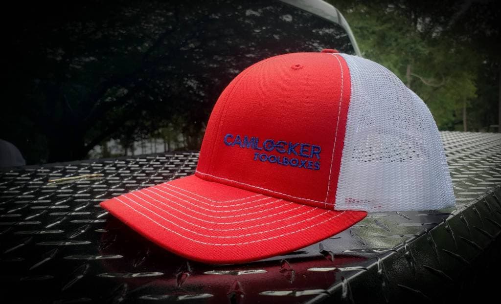 CamLocker Red on White Hat