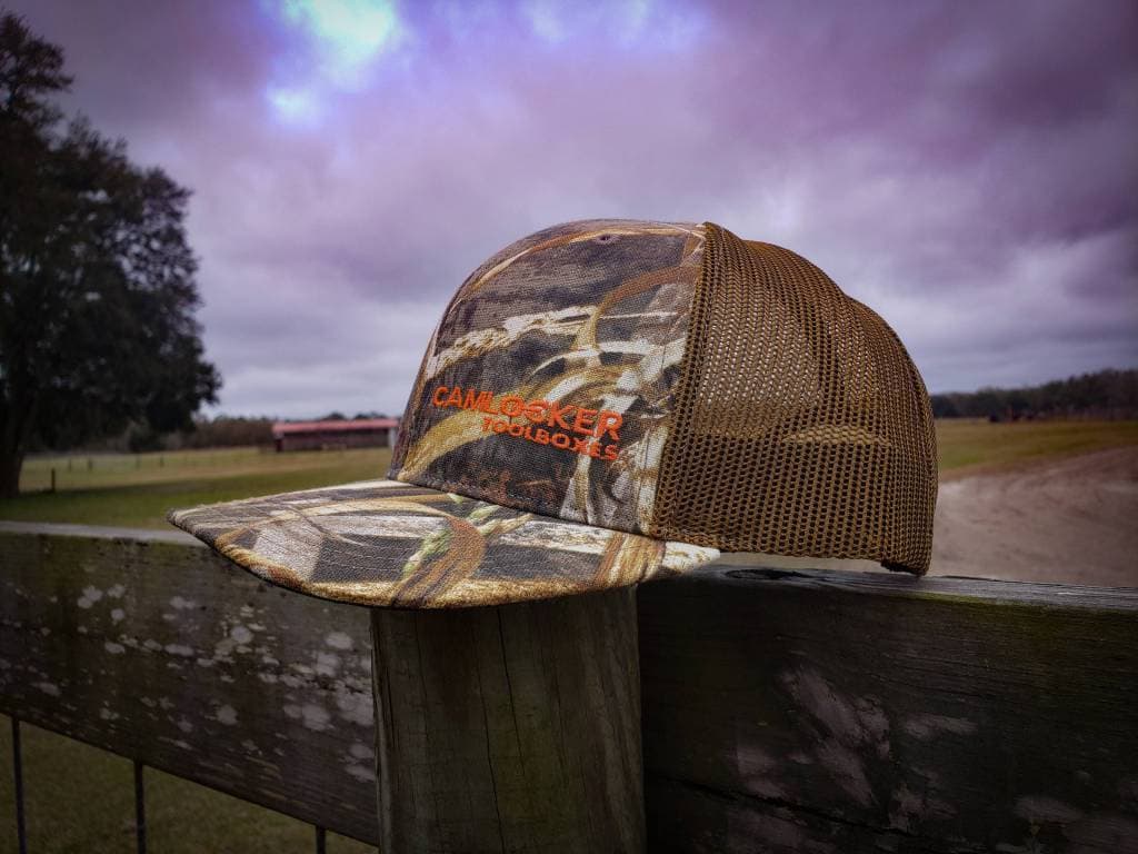 CamLocker Camo Hat with Orange Lettering